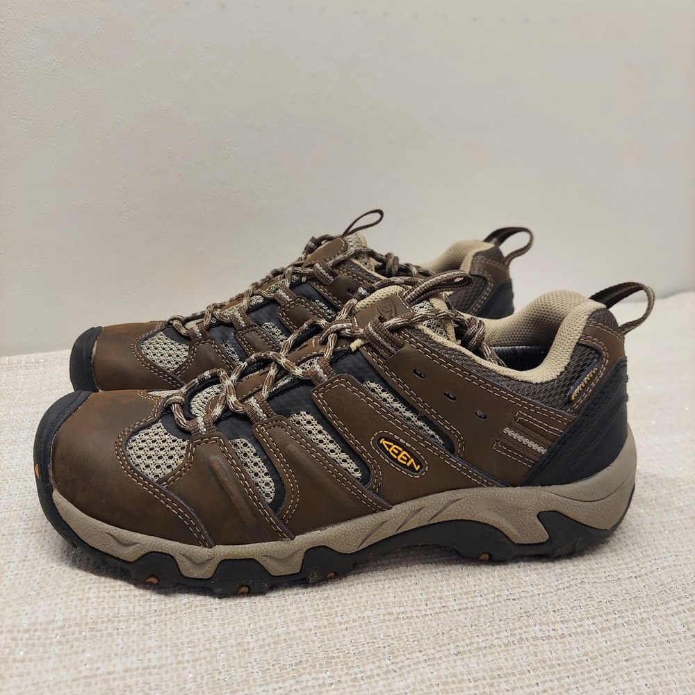 KEEN Voyageur Hiking Shoes Womens 9 Brown Leather Mesh Low Top 1011547